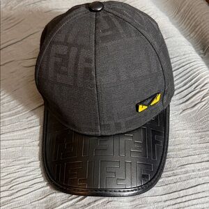 Fendi Black Cap with Yellow Detail